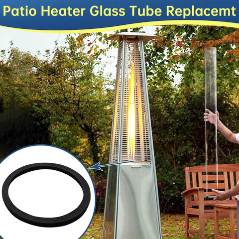 Replacement Glass Tube For Four Sided Pyramid Patio Heaters 49 Point 5 Inches Tall And 4 Inches Diameter Fits Hiland Fire Sense And Similar Models Easy Install Durable Outdoor Heater Glass Component with ring gasket