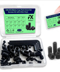 60 Piece Set Screws Kit With Allen Keys, M3 M4 M5 M6 M8 Metric Cup Point, Black Alloy Steel, Heavy Duty Hex Socket Screws in box