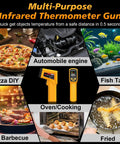 Rechargeable Infrared Thermometer Gun With Non Contact Laser Targeting, used for cooking, automotive, aquarium, barbecue