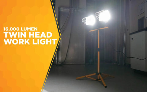 Twin 500 Watt Portable Halogen Work Light With Telescoping Stand Up To 42 Inches 360 Degree Head Rotation