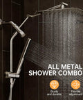 12 Inch Dual Rain Shower Head Combo With 5 Settings High Pressure Handheld Matte Black Rainfall Shower Head in use