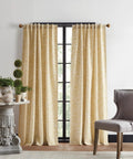 Light Filtering Vineyard Leaf Print Curtain Panels Set Of 2 Gold 84 Inches Rustic Farmhouse Rod Pocket And Back Tab Window Drapes