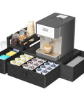 Black Coffee Pod Drawer Organizer For Countertop That Holds 52 Pods K Cup And Nespresso Capsules With Mug Rack and coffee maker