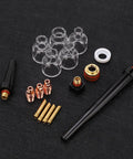 Upgrade Your TIG Game With This Premium WP9 20 Argon Welding Torch Kit featuring glass nozzles, brass tips, and silicone rings.