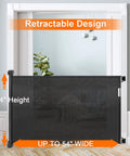 Retractable Safety Gate For Stairs And Hallways 54 Inch Wide 34 Inch Tall Indoor Outdoor Baby And Pet Gate in doorway