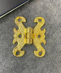 Upgrade Your Setup With These Badass Vintage Seahorse Shape Metal Cabinet Door Hinges Heavy Duty Alloy Butt Hardware For Closets DIY Woodworking 31X40mm Antique Gold Pack Of Two angled view of antique gold seahorse hinge