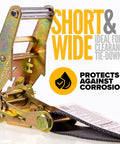 Heavy Duty Twisted Snap Hook Ratchet Straps 2 By 8 Feet Rock Solid Grip 4 Pack ratchet with corrosion-resistant finish.