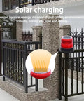 Solar Strobe Warning Light With Magnetic Base Waterproof LED Beacon on outdoor fence, solar charging