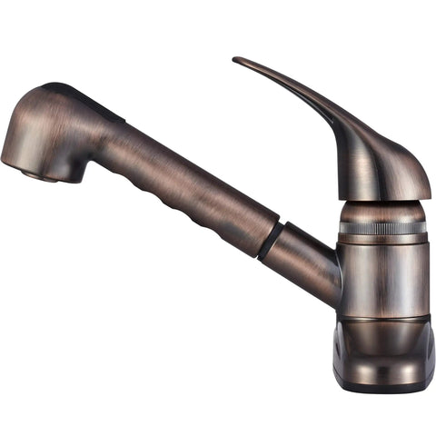 Oil Rubbed Bronze Pull-Out Kitchen Sink Faucet For RVs And Campers With Dual-Setting Sprayer, Easy Single-Lever Temperature Control