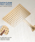 KENES Champagne Bronze Shower Set with Tub Faucet, Square Tub Shower Trim featuring a luxurious square shower head with touch-clean spray holes.