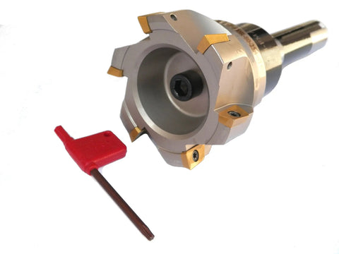 3.15 Inch Face Shell Mill Cutter 90 Degree 6 Flute R8 Shank With Inserts for metal milling, includes red tool
