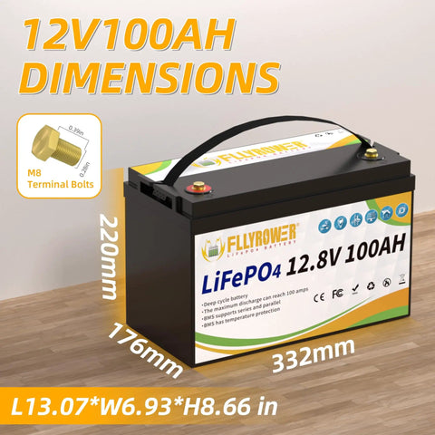 12V 100Ah LiFePO4 Battery With BMS Deep Cycle 16500 Cycles Grade A Cells Built For Marine Trolling Motors RV Camping Solar Golf