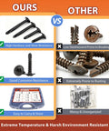Comparison of screws from Heavy Duty Metal Screws Kit 1280-Piece Self Tapping And Self Drilling Set with rust-prone screws