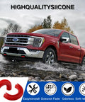 Ford F150 driving in water with Ford Front Tow Hooks Cover For F150 2004-2024 And Bronco 2021-2025, silicone material shown.