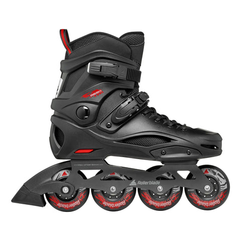 RB 80 Inline Skates Black Red Size 8 For Men And Women, Super Comfortable Fit, Lightweight Frame, Smooth Wheels, Side View
