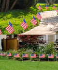 12 Pack 8x12 Inch All American Flags On Sticks With Wood Poles And Kid Safe Spear Tops for outdoor Memorial Day display on lawn