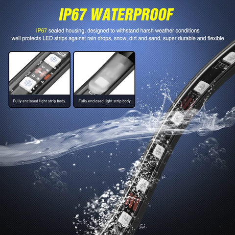 Three Piece 60 Inch RGB Truck Bed Light Kit With 270 LED Neon Accent Lighting, waterproof IP67 light strip under water spray