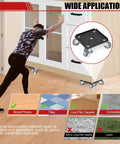 FLKQC Heavy Duty Furniture Movers Sliders Set With Lift Tool And Non Slip Pads For Moving Couches And Appliances Easy Glide Pads shown in use on wood floor.