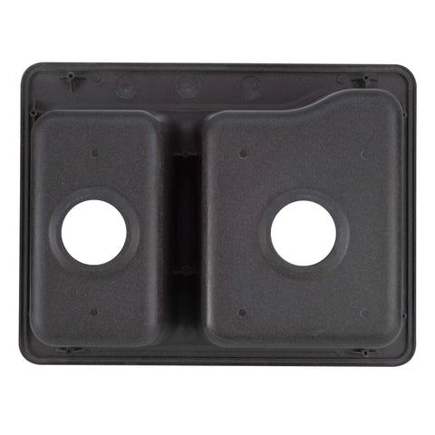 Dual Basin RV Sink 25 By 19 Inch Composite Kitchen Bath Sink With Hydrophobic Coating In Granite Black, top view
