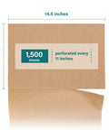 Brown Kraft Packing Paper Sheets For Moving And Shipping 1500 Count 1375 Feet Total 14.5 By 11 Inch Sheets Eco Friendly Void Fill Packaging Made In The USA Heavy Duty Wrapping Paper For Fragile Items shown with dimensions.