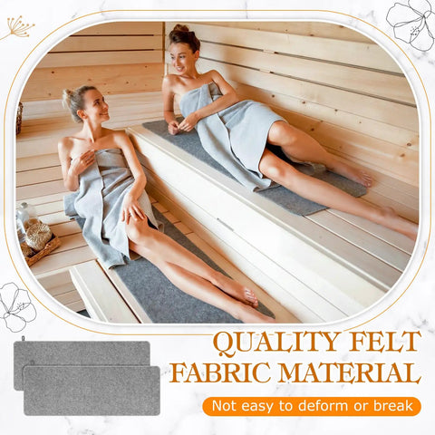 Two Pack Sauna Mats For Inside Saunas, Heat Insulation Natural Felt Floor And Bench Cushions, Spa Vaporarium Bath Accessory Grey 43 Inch Long 110 By 40 Cm, Great Gift For Men And Women in a sauna setting