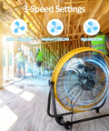 Beast 24 Inch Industrial Drum Fan High Velocity Heavy Duty Metal Blower 8800 CFM 3 Speed Tilt 360 Degree in construction area