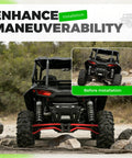 Red Rear Radius Arms For Polaris RZR XP 1000 And XP 4 1000 Beefy Heavy Duty Steel With Adjustable Heim Joints, High Clearance, Boxed Design For Maximum Tire Grip, Precise Suspension Geometry And Smoother Off Road Handling on a Polaris RZR rear suspension