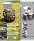 Beast Rolling Cooler Bag With Detachable Cart And All Terrain Wheels, 60 Can Capacity, showcasing multi-pocket design and gray fabric.