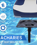 Boat Seat Swivel Mount With 360-Degree Rotation, Three Quarter Inch Steel Pin With Spring under seat on textured blue background