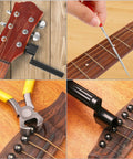 72 Piece All In One Guitar Tool Kit For Repair And Maintenance with string winder, fret file, pliers, bridge pin remover