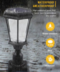 Solar Post Light With Dusk To Dawn Sensor No Fuss Install Aluminum Pillar Lantern in rain, waterproof design
