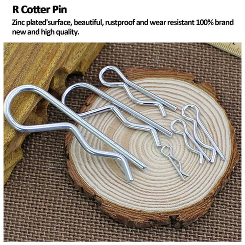 Versatile R Clips And Cotter Pin Kit 24 Pc Stainless Steel Zinc Plated Heavy Duty Retaining Fasteners For Locks Hitches And Mechanical Mounts Durable Rust Resistant Pins Great For DIY Projects And Shop Work With Rust Resistant Finish And Easy Storage In R cotter pins on wood slice