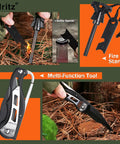 12 In 1 Outdoor Survival Kit For Camping And Hiking Enthusiasts showing fire starter and multifunction tool features
