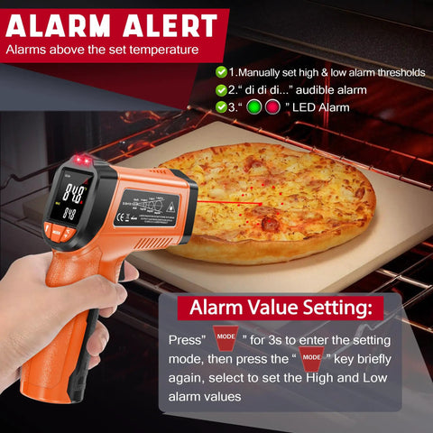 Infrared Thermometer Gun Non Contact Digital Laser Temp Tool Pro Grade With Emissivity Adjustable measuring pizza temperature