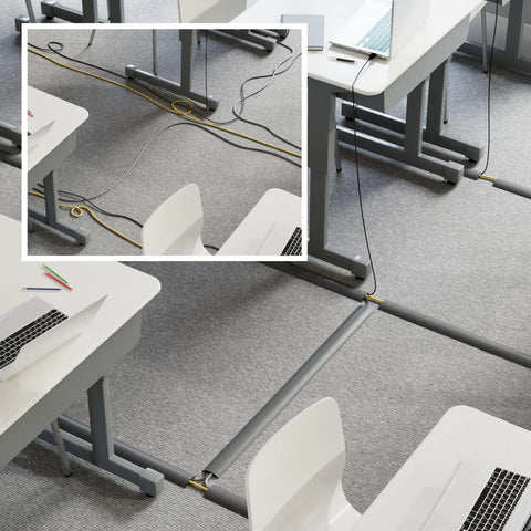 No Sweat Six Foot Floor Cable Cover And Wire Protector Channel slick flexible PVC build secures wires under desks to prevent tripping.