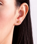 Real 14K Gold Ball Screw Back Stud Earrings For Women And Men 4mm Solid Yellow Gold Hypoallergenic And Hand Polished For Everyday Comfort And All Day Wear on ear