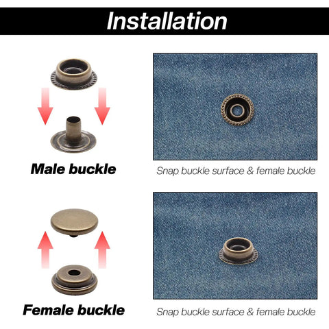 Heavy Duty Bronze Snaps Kit 200 Pieces 15mm Includes Caps Sockets Studs Eyelets For Canvas Marine Boat Projects installation guide