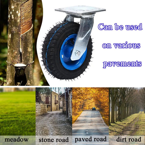 Industrial Pneumatic Caster Wheels With 360 Degree Swivel Top Plate And Fixed Plate for various pavements; meadow, stone, paved, dirt