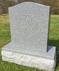 Granite Memorial Die And Base Set For Upright Cemetery Monument With Serpentine Top Polished Margin And Custom Engraving