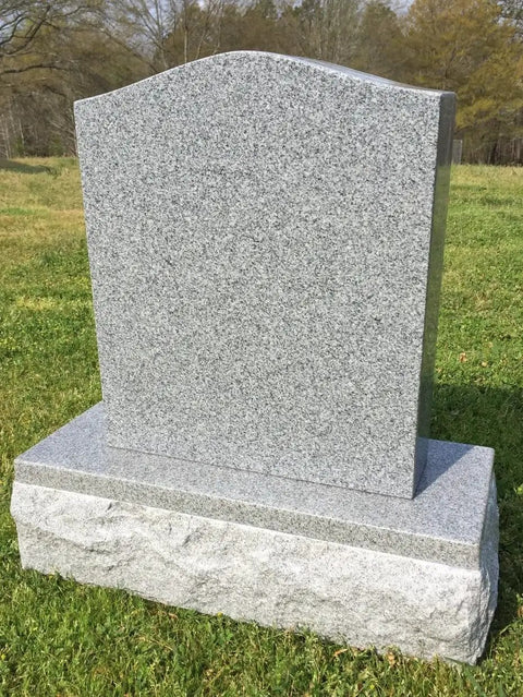 Granite Memorial Die And Base Set For Upright Cemetery Monument With Serpentine Top Polished Margin And Custom Engraving