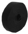 Roll of reusable black polyester cable ties for desk wire management, heavy duty cord straps for computer setup.