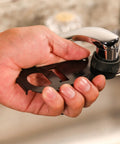 Easy Peasy Multi Use Faucet Aerator Key Tool For Scratch Free Removal And Installation with Durable Black Handle in hand