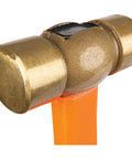 Close-up of Pro Grade Solid Brass Hammer 16 Oz No Spark No Magnetic For Delicate Metal Surfaces.