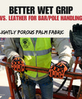 Worker wearing 6161 ANSI A6 Cut Resistant Impact Gloves with dense fabric palm for bar handling in construction setting