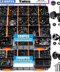 All In One Flange Bolt And Screw Kit With 3160 Pieces, Taiss Brand, showcasing organized fasteners in toolbox, black zinc.
