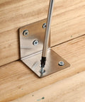 Heavy Duty Right Angle Corner Brackets With Screws For Drawer Repair And Furniture Fixes Solid Steel Corner Braces installed on wood
