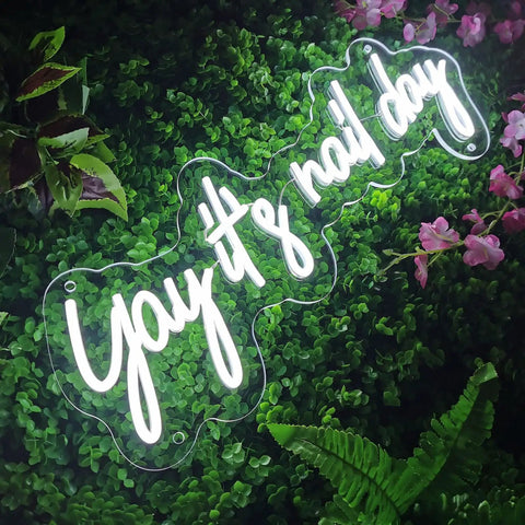 Neon Sign For Nail Salon Open Welcome LED Light Perfect For Beauty Studio Decor Nail Art Bar Shop Vibe White Glow on greenery