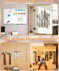 Super Strong Tio Bohem Ultra Thin Magnetic Cabinet Door Catch With No Drill Tool Free Adhesive Stainless Steel Latch displaying use in kitchen and garage.
