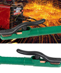 Heavy Duty Copper Welding Clamp Holder For 300 To 1000 Amps Electrode Grip with Rock Hard Handle, green and black design.