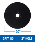 Silicon Carbide Floor Sanding Disc For Hardwood And Concrete, 20 Inch Diameter, 2 Inch Center Hole, Grit 80X